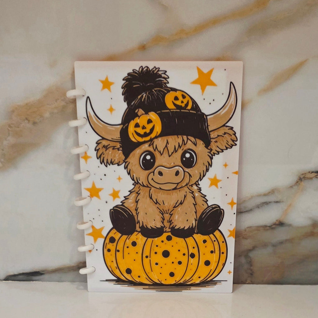 A5 Highland Cow Pumpkin - Notebook/Journal Cover - Refillable