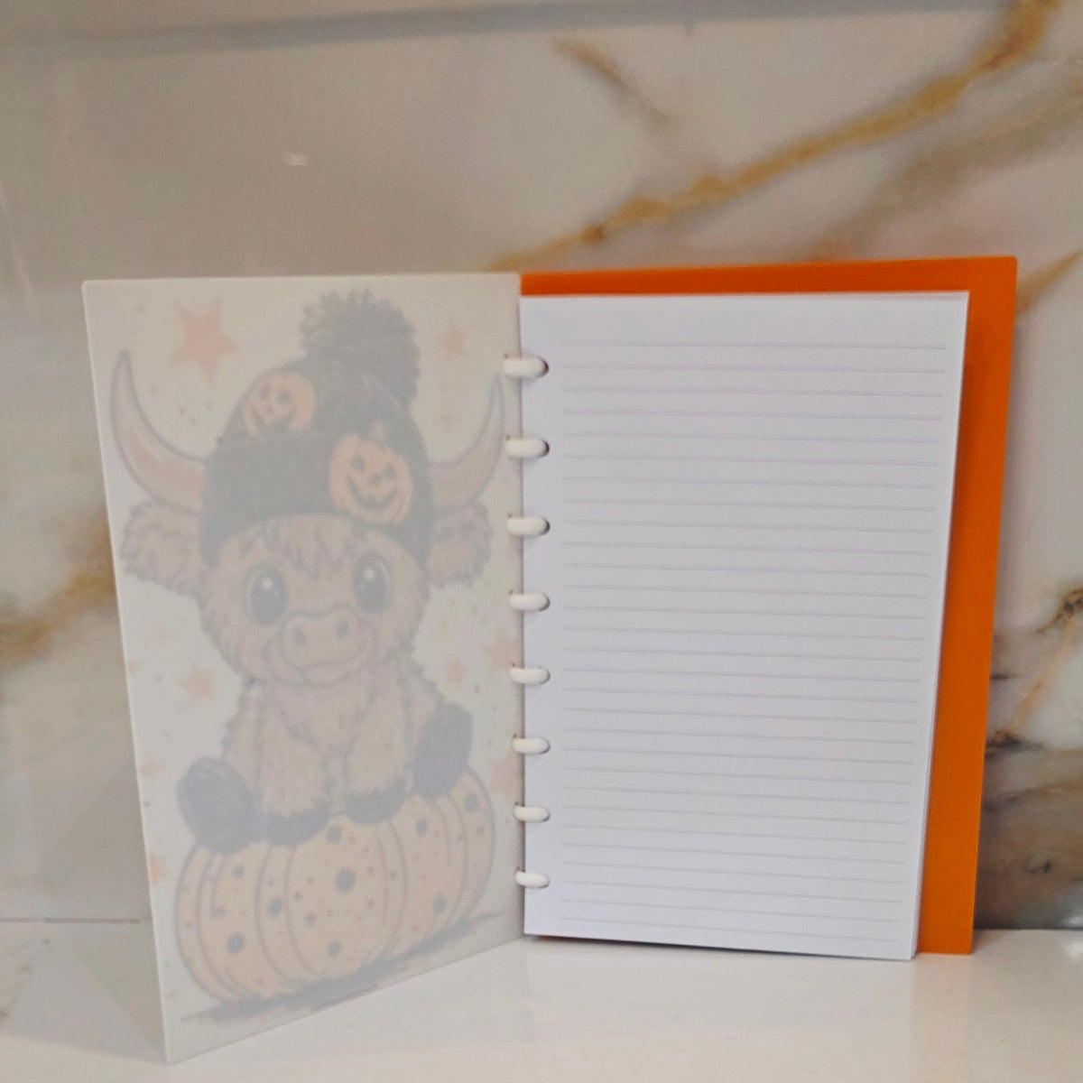 A5 Highland Cow Pumpkin - Notebook/Journal Cover - Refillable