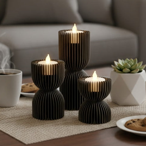 LED Candle Set of 3 - Curved & Straight Option