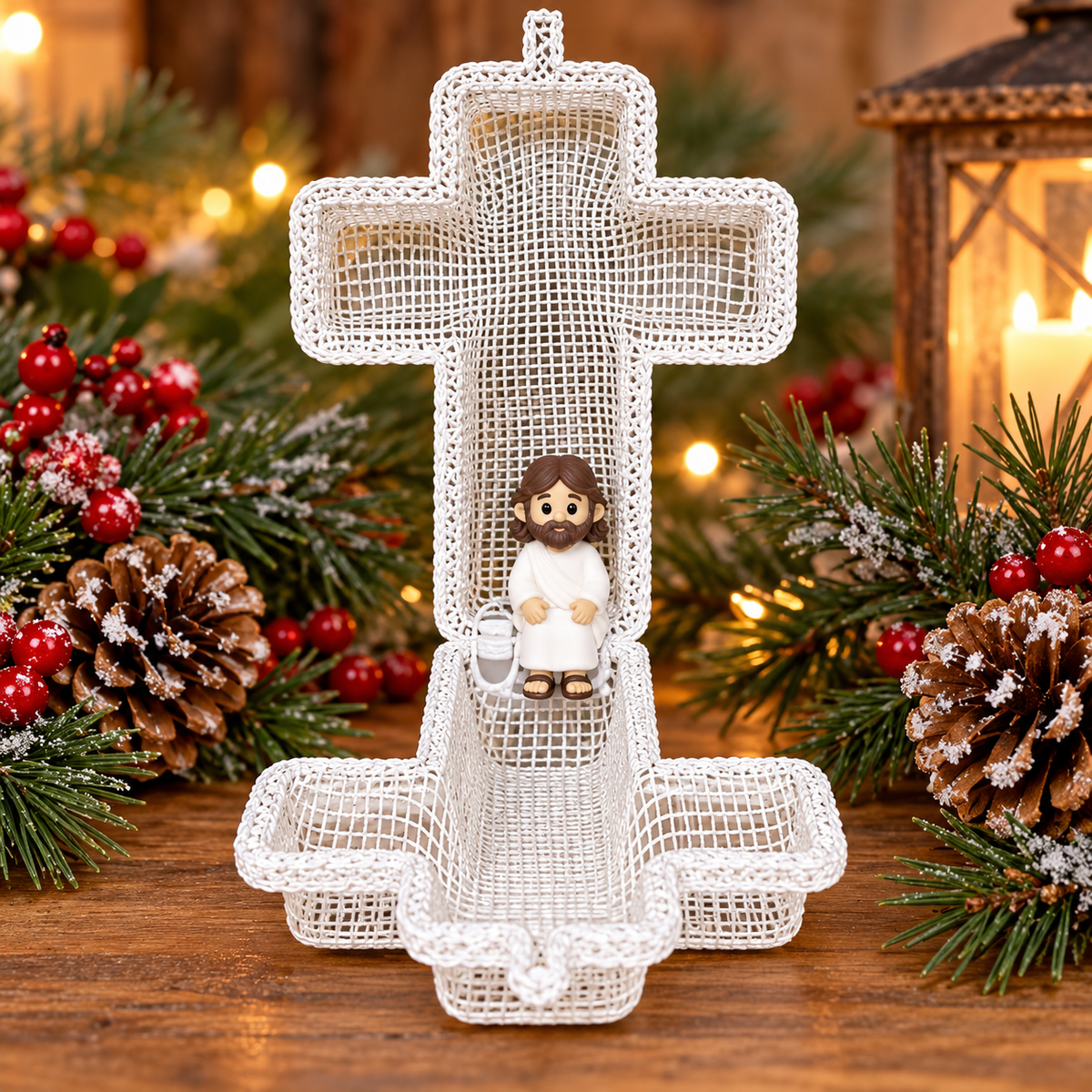 Thermoformed Cross and Baby Jesus (Sitting/Monitor)